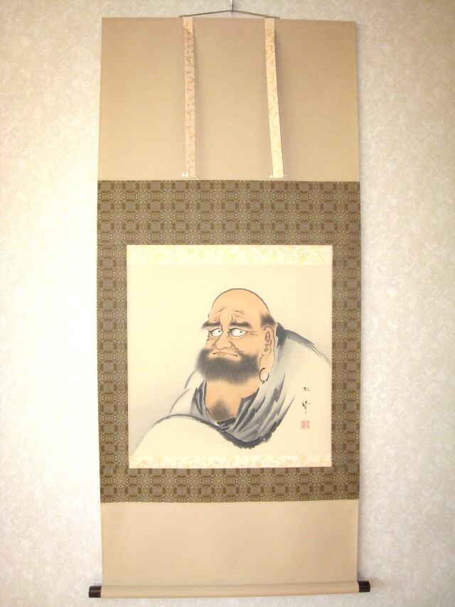 掛け軸 達磨◇内田弧峰（真作・新品）尺八横