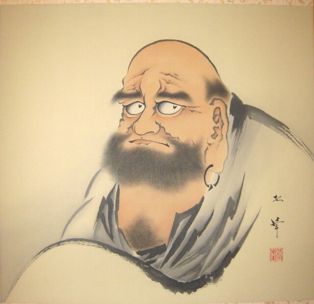 掛け軸 達磨◇内田弧峰（真作・新品）尺八横