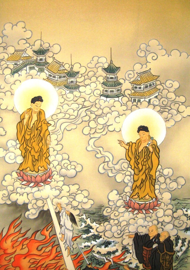 掛け軸　二河白道◆川島正行 尺八立 (肉筆・新品)