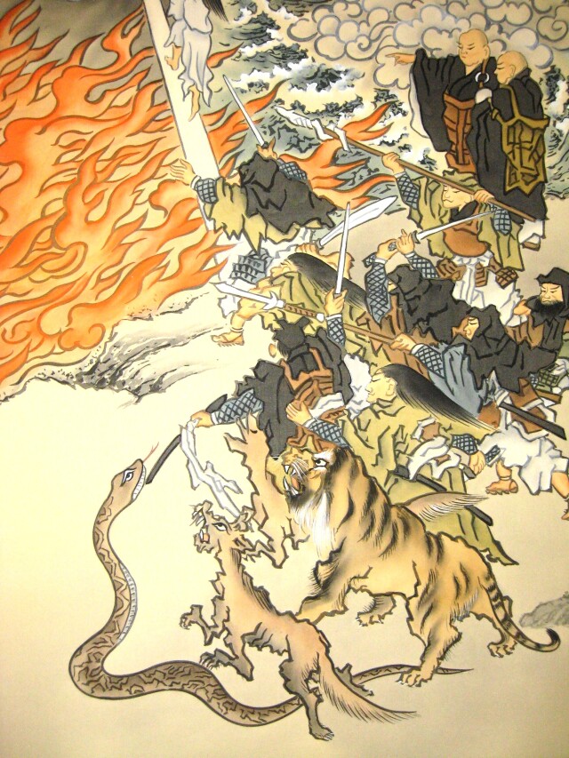 掛け軸　二河白道◆川島正行 尺八立 (肉筆・新品)