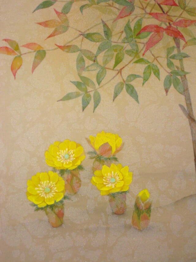 掛け軸 南天福寿◇鈴木優莉 (真作・新品) 太巻