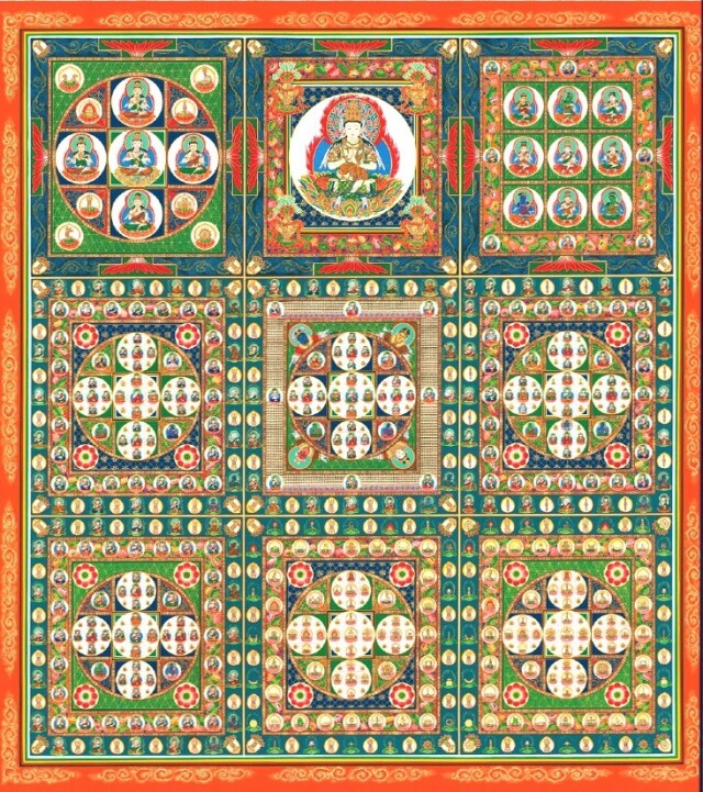 曼荼羅 掛け軸 八葉院 胎蔵界 大日如来 工芸複製 仏画