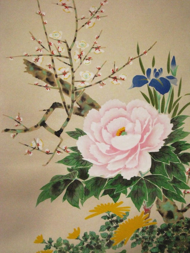 バーゲンで 【新品】掛軸「四季草花」林 文美 絵画/タペストリ