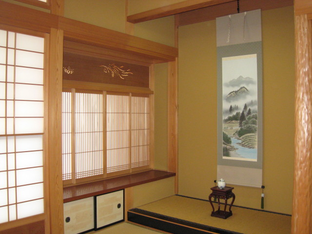 掛け軸 彩色山水◇岱 招鳳（真作・新品）