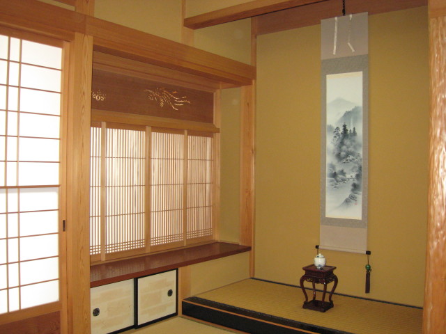 掛け軸 水墨山水◇中野長春（真作・新品）尺巾立