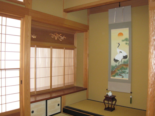 掛け軸 松上大鶴◇藤沢寿峰（真作・新品）