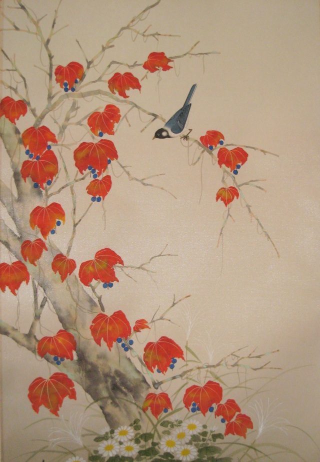 掛け軸 蔦に小禽(つたにしょうきん)◇鈴木秀湖(真作・新品)