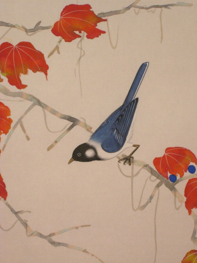 掛け軸 蔦に小禽(つたにしょうきん)◇鈴木秀湖(真作・新品)