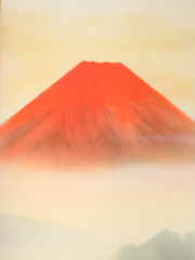 掛け軸　赤富士　萩原緑翠