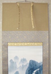 掛け軸 瀑布山水図 白木加葉