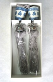 風鎮　染付藍 六角