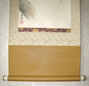 掛け軸　紅梅に鴬　藤田春穂