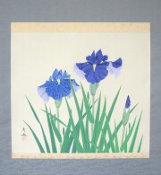 掛け軸　菖蒲　井上秀城