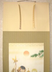 掛け軸　七福神祝宴　白木加葉