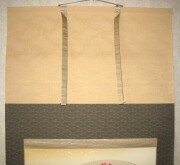 掛け軸　扇面 南天　白木加葉