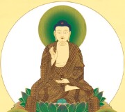 掛け軸　釈迦三尊図