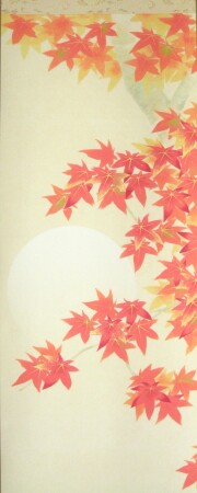 掛け軸　月紅葉　藤田春穂