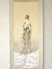 掛け軸　雲上観音　野口弧堂