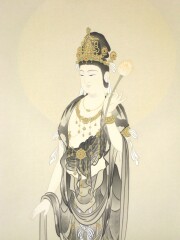 掛け軸　雲上観音　野口弧堂