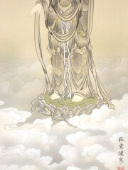 掛け軸　雲上観音　野口弧堂